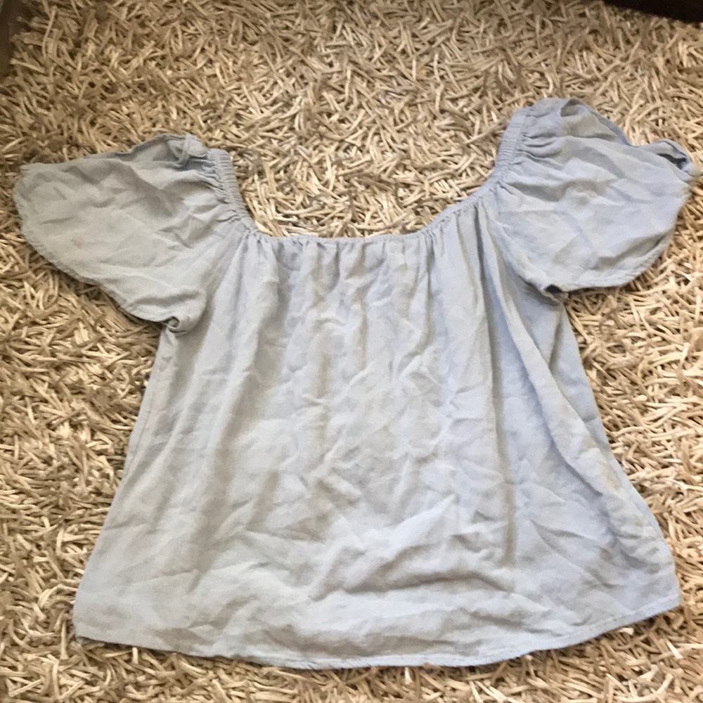 Light Blue Cold Shoulder Peasant Top by Full Tilt